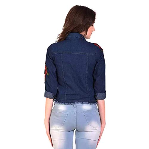 montrez full sleeve applique women's denim jacket