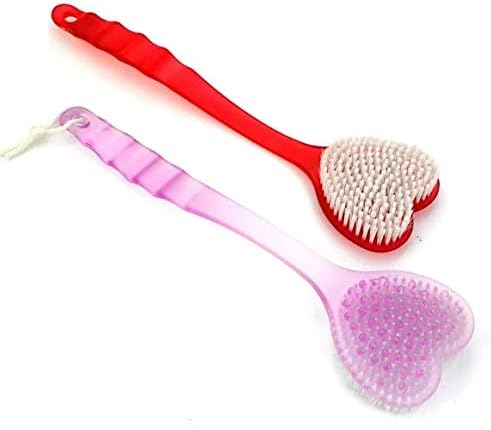 Hojo Bath Body Brush Ultra Soft Shower Back Scrubber with Long Handle Soft Bristles Skin Cleaning Body Massage for Women and Men Multicolor Heart shape