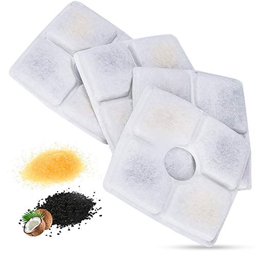 MUDEELA 4 Pack Square Filters for 2.5L Square Cat Water Fountain – Triple Action Water Softening Filter Replacement for 2.5 L Square Pet Water Fountain