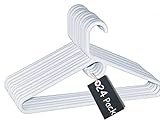 1InTheHome Heavy Duty White Hangers Tubular Plastic Hangers, Set of 24 (Heavy Duty)