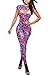Cfanny Women's Cutout Front Digital Print Legging Jumpsuit Medium Size Neon