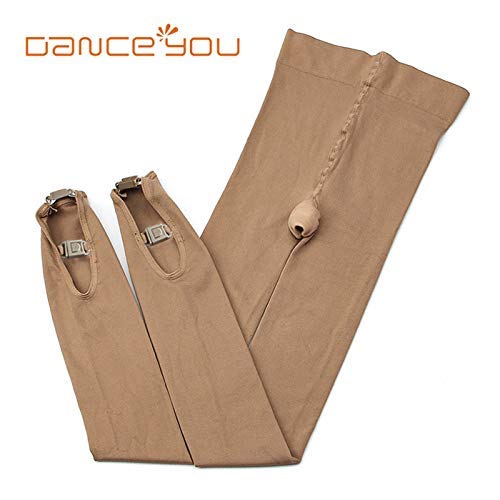DANCEYOU Ice Figure Skating Tights Over The Boot for Girls 120 Denier High Stretch Tan Size MC - Thumbnail 4