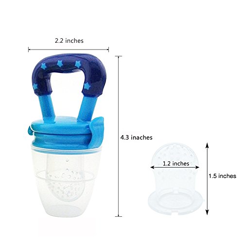 StarRoad Premium Child Baby Infant Food Feeder, Fresh Fruit Meat food Baby Teething Toy Training Teether Pacifier Safe Silicone Nipple Storage Container Feeding (M&L, Red&Yellow) - Thumbnail 3