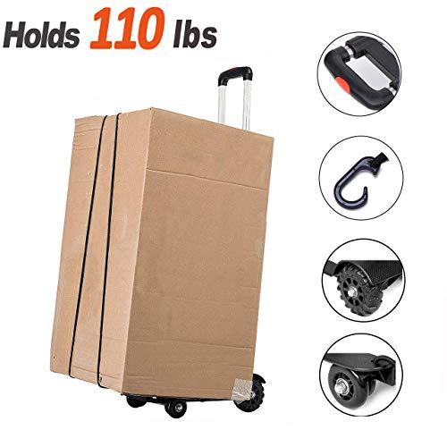 image for Hand Truck, Sanoto Folding Aluminum Hand Cart Moving Dolly with 4 Whee