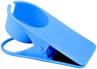 Onesall Cup Holder Clip—home, office, desk, table, chair clip。Suit for your desk, no matter it’s thick or slim。Water Drink Beverage Soda Coffee Mug Holder Cup Saucer Clip Design (blue)