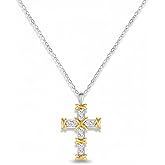 URTHEONE Moissanite Cross Necklace for Women, 925 Sterling Silver 14KGold Plated Necklaces with Sparkling Moissanite Pendant, Faith Women's Jewelry, Trendy Gift for Women Mom Friend