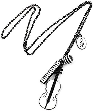1 x Necklace Pendent Fashion Jewelry Long Chain Collier Sweater Charms YFZ06 Black Violin Keybord