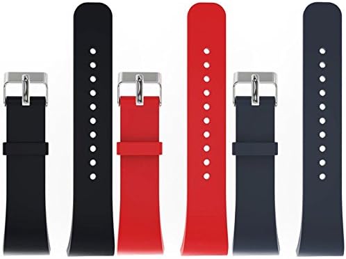 Purpplex Silicone Replacement Wristwatch Soft Band Strap For Samsung Gear Fit 2 SM-R360 - Black Gray Red