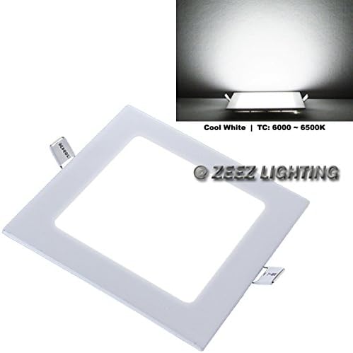 ZEEZ Lighting - 20W 9" (OD 9.25" / ID 8.40") Square Cool White Dimmable LED Recessed Ceiling Panel Down Light Bulb Slim Lamp Fixture - 1 Pack