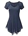 Doublju Lace Hem Asymmetrical Tunic Dress Top For Women With Plus Size LIGHTINDIGO X LARGE
