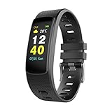 OUMAX Fitness Tracker T5 with Heart Rate, Color Touch Display, Activity Tracker and Auto Sleep Monitor, Call and Text Alert, Sport Modes for iOS & Android Devices-Black
