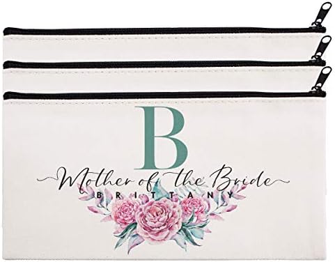 Personalized Makeup Bag Bridesmaid Wedding Customized Pouch Bachelor | Design-9 | Set of 3