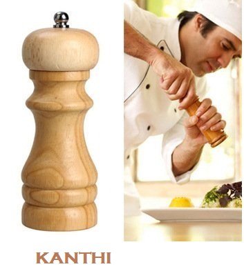 KANTHI Salt & Spice Storage Mixer Grinder/Wooden Peugeot Black Pepper Mill Sprinkler/ Stainless Steel Blade for Kitchen