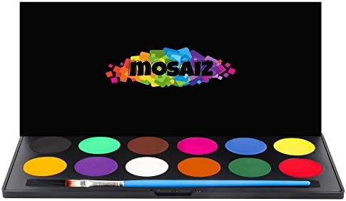 Face Paint Set - Light and Breathable - Professional Body Paints Children Face Painting 12 Colors Palette Brush Kit Non-Toxic Kids Safe - Hard Case For Gift & Protect From Exposure - Water Activated