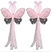 Butterfly Curtain Tiebacks Gray Grey Pink Hailey Nylon Butterflies Pair Set Decorations Window Treatment Holdback Sheer Drapes Holder Drapery Tie Back Baby Nursery Bedroom Girl Room Decor Home DIY