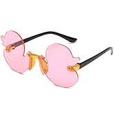 Tustao Cartoon Little Duck Personality Frameless Sunglasses Boys and Girls Copy Tide Sunshade Sunglasses Girls gifts (Pink)