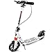 Goplus Folding Kick Scooter for Adult Teen Deluxe Aluminum 2 Big Rubber Wheels Glider Adjustable Height w/Dual Suspension, 220lbs Capacity (White)