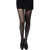Youngy Women Pantyhose, Women Sweet Girls Acrylic Fiber Thin Pantyhose Sexy Perspective Large Polka Dot Pattern Printed Footed Tights Slim Stockings Jacquard Lingerie - Black