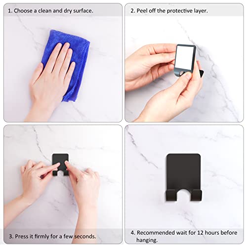 VIS'V Adhesive Razor Hooks, Black Self Adhesive Razor Holder Shower