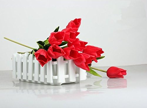 TILAN New Arrival Artificial Fake Tulips Latex Flowers Lifelike for Home Garden Foral Decoration,DIY Flower Arrangement New in the Market,4 Colors to Choose (10, Red)