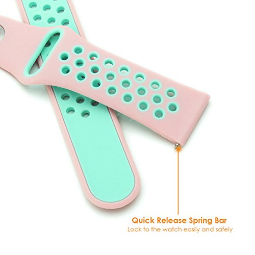 Gear S3 Band, KADES Soft Silicone Band Replacement Strap for Gear S3 Frontier and Gear s3 Classic Smart Watch (Large, Pink/Mint)