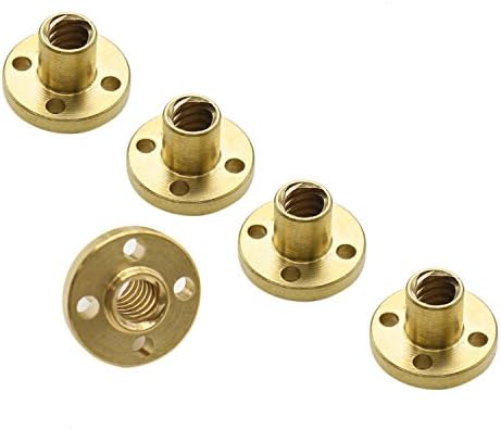 TOPMO Pack of 5 Brass T8 Screw Nut Trapezoidal For 8mm T8 Lead Threaded Rod CNC Linear Rail 3D Printer Reprap Parts Accessories