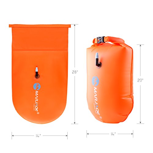 20L Waterproof Dry Bag, Ultralight Swim Buoy and Safety Float for Open Water Triathletes, Kayak, Snorkeling,Surfers, Beach, Swimming, Boating with Adjustable Waist Belt (Orange) - Thumbnail 3