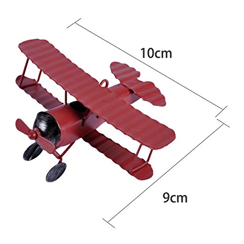 eZAKKA Airplane Decor Vintage Mini Metal Decorative Airplane Model Hanging Wrought Iron Aircraft Biplane Pendant Toys for Photo Props, Christmas Tree Ornament, Desktop Decoration, 3 Color-Pack