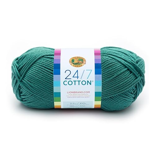 Lion Brand Yarn Company Cotton Yarn, 100 Percent Cotton, Jade,15.24x6.35x6.35 cm