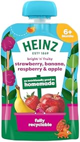 HEINZ Baby Food Fruit Puree Pouch Strawberry Banana Raspberry Apple 6x100g view 3