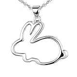 Eove Women Sterling Silver Cute Small Bunny Pendants Necklaces Gifts For Women Girl