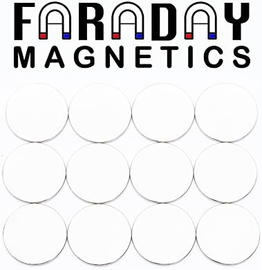12-pack FARADAY Magnetics Highest Grade N52 Neodymium Disc Magnets Super Strong for Fridge, Scientific, Crafts, DIY, Hobby, Office, Household, School. 1.26” Diameter x 1/12.7" Thick (32mm x 2mm)