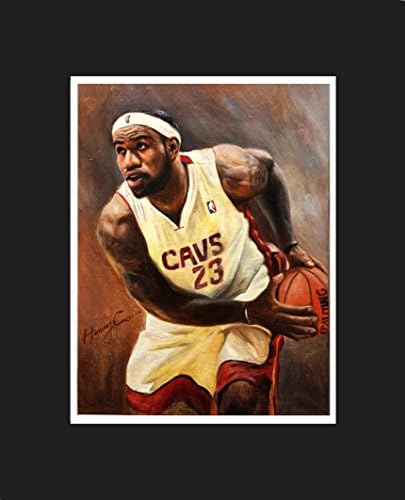 LeBron James, Oil Painting Print 16 X 20" with black mat.
