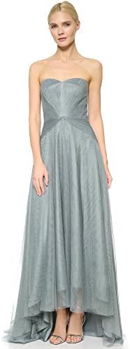 Monique Lhuillier Bridesmaids Women's Strapless Sweetheart High Low Dress, Sea, 12