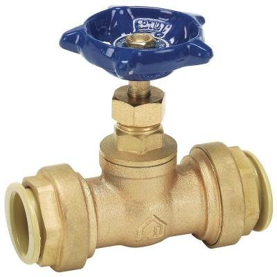 1/2 in. Brass Stop Valve with Push Fit Connections No Lead
