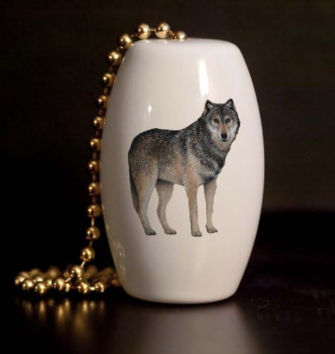 Woodland Wolf Silhouette Porcelain Fan / Light Pull