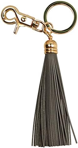 Women Genuine Leather Tassel Keychain Ring Bag Charm Handbag Wallet 12 Colors
