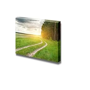 Canvas Prints Wall Art - Road Near Wood on a Decline | Modern Wall Decor/Home Decoration Stretched Gallery Canvas Wrap Giclee Print. Ready to Hang - 12" x 18"