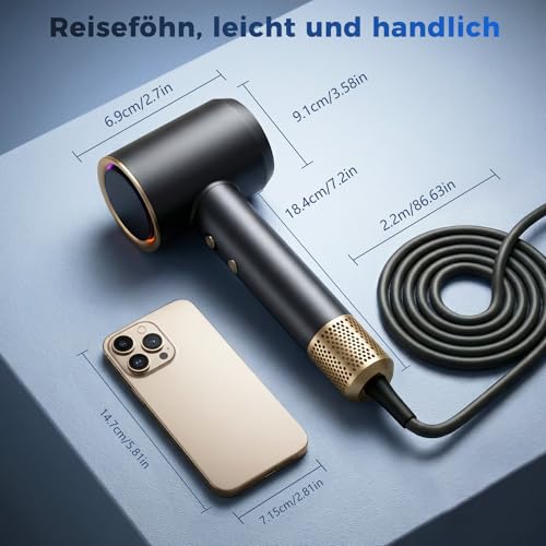 Aidisy Ion Hair Dryer, Professional Hair Dryer with 110,000 RPM, Quiet, Lightweight with 200 Million Negative Ions, 3 Heat Settings, 2 Speed Levels for Home Travel