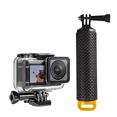 O'woda Waterproof Case + Floating Hand Grip Handle Underwater Diving Protective Housing ShellÂ Stick Monopod for DJI OSMO Action Cameras Accessories (Yellow)