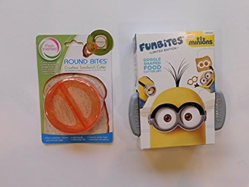 Minions Funbites Limited Edition Goggle Shaped Food Cutter and Good Bites Mom Invented Round Crustless Sandwich Cutter Removes Bread Crust