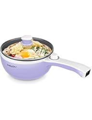 Dezin Electric Hot Pot Upgraded, Non-Stick SautÃ© Pan, Rapid Noodles Cooker, 1.5L Mini Pot for Steak, Egg, Fried Rice, Ramen, Oatmeal, Soup with Temperature Control, Purple (Egg Rack Included)