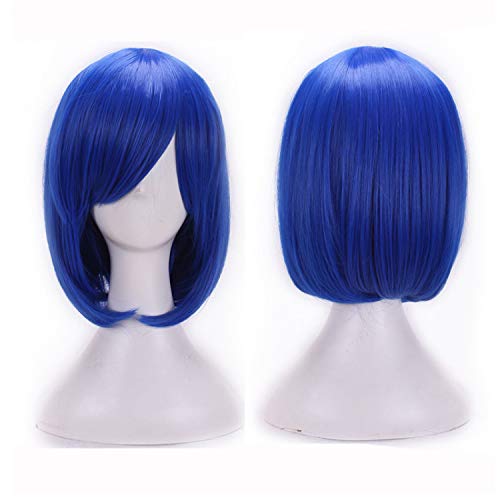 SOUTHSKY Short Straight Wig Blue Heat Resistant Fiber Synthetic Wig for Women Halloween Costumes Cosplay 25cm/10inch