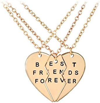 ibssha Silver or Gold Best Friends Forever Broken Heart Necklaces, Best Friends Forever Necklace