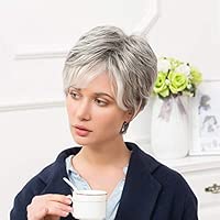 Peluca De Pelo Natural Ondulado Para Mujer Color Blanco