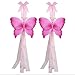 Butterfly Curtain Tiebacks Dark Pink Fuchsia Crystal Nylon Butterflies Pair Set Decorations Window Treatment Holdback Sheer Drapes Holder Drapery Tie Back Baby Nursery Bedroom Girl Room Kid Decor Home