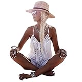 Pengy Women Summer Sleeveless Boho Lace Chiffon White Casual Vest Tank Tops Blouse T-Shirt Women Beach Wear (White, M)
