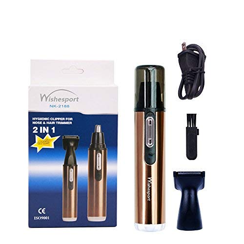 Nose Hair Trimmer,Wishesport Ear Nose Hair Trimmer Stainless Steel Blades Beard Clipper Wet/Dry For Men And Women,Golden
