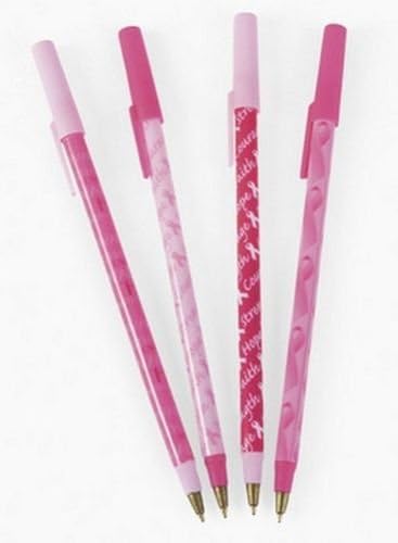 24 Breast Cancer Pink Ribbon Awareness INK Pens Find the Cure with Caps