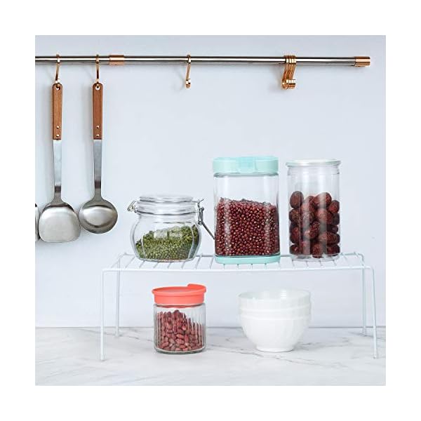 QIWODE-Kitchen-Cupboard-Organiser-Home-and-Kitchen-Storage-Shelf-Wire-Rack-Made-of-Metal-for-Kitchen-Cabinets-Counter-Tops-Pantries-Food-and-Utensils-White-Pack-of-2 QIWODE Kitchen Cupboard Organiser, Home and Kitchen Storage Shelf Wire Rack Made of Metal for Kitchen Cabinets, Counter…